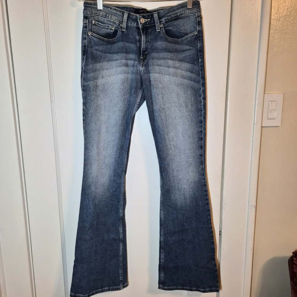 Levi's Superlow 518 Jeans Womens 7 Long Flare Medium Wash With Fade